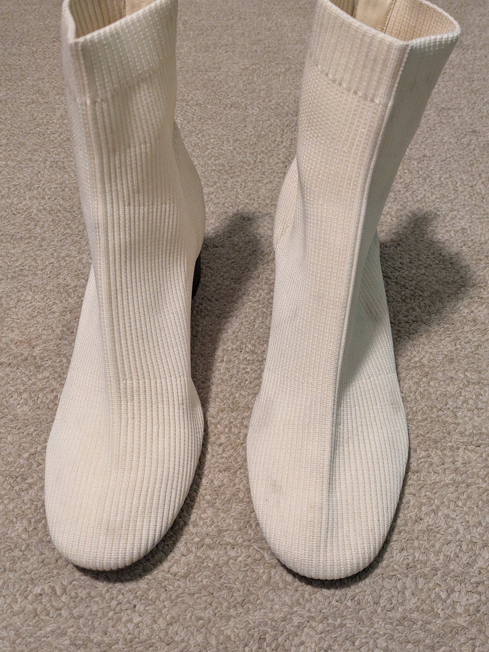 Everlane Cream Ribbed Sock Ankle Boots